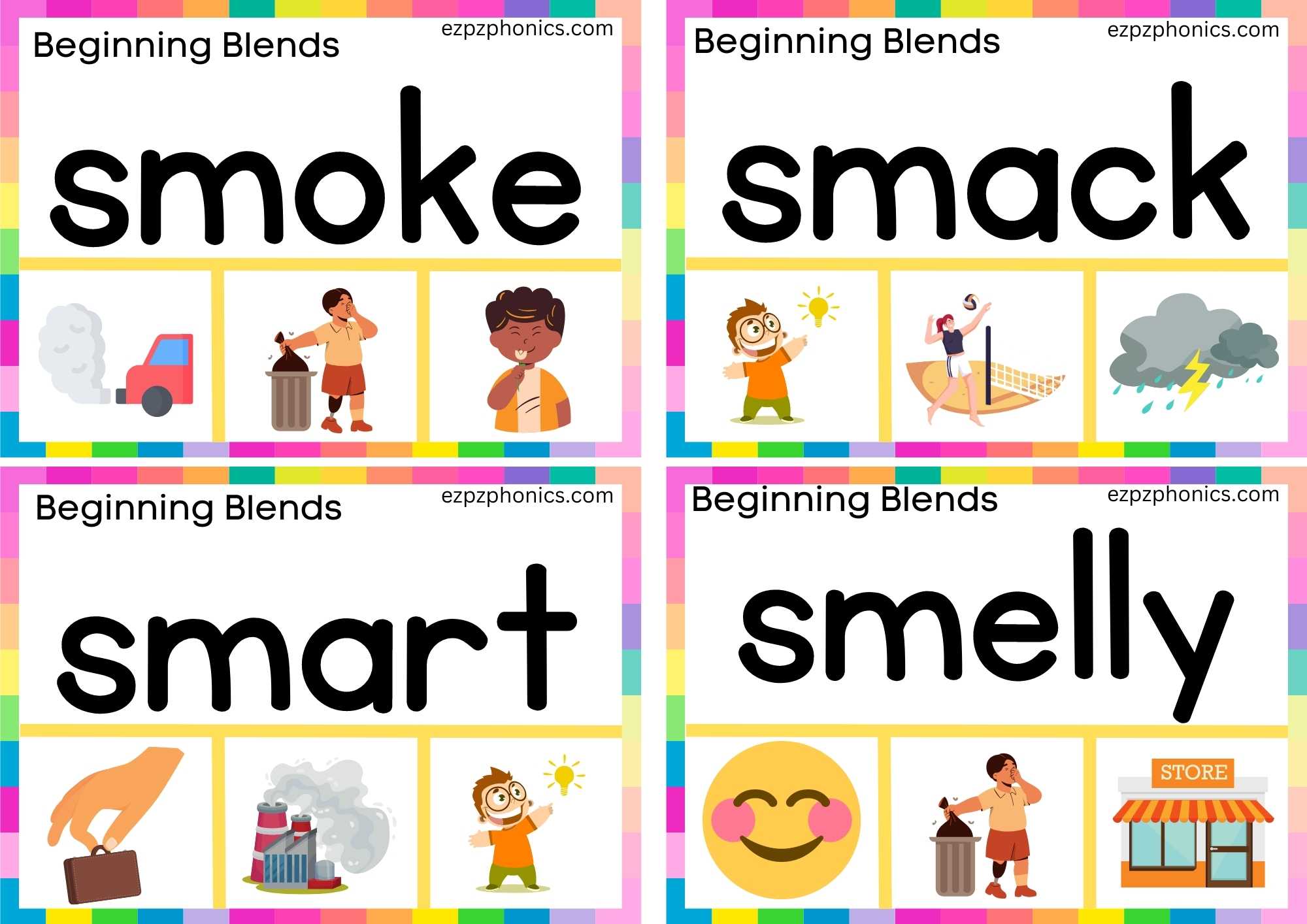 SM Beginning Blends Clip Cards Read The Words And Clip The Correct Images Set 2
